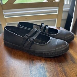 Converse All Star Mary Jane Women Size 8 Triple Black Double Buckle Sneaker Flat